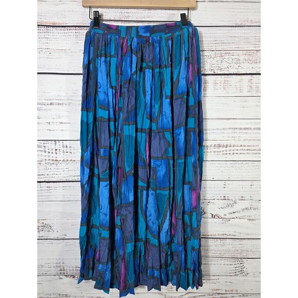 VTG Peter Popovitch Pleated Skirt Geometric Abstract Print 80s 90s Boho Medium - Picture 2 of 5